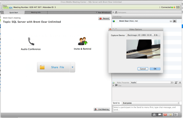WebEx support for Blackmagic