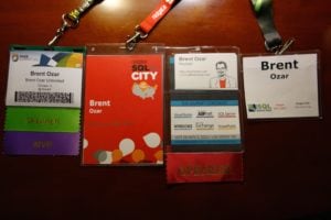 Conference badges from a single road trip