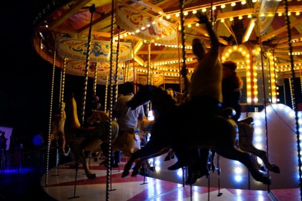 An actual working carousel. That's Andre Kamman waving as he goes past.