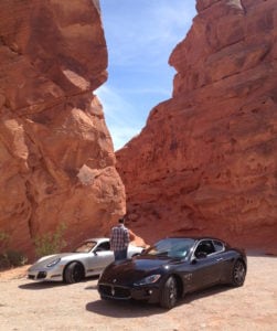 April 2013 - Jeremiah and I swapping rental cars outside Vegas